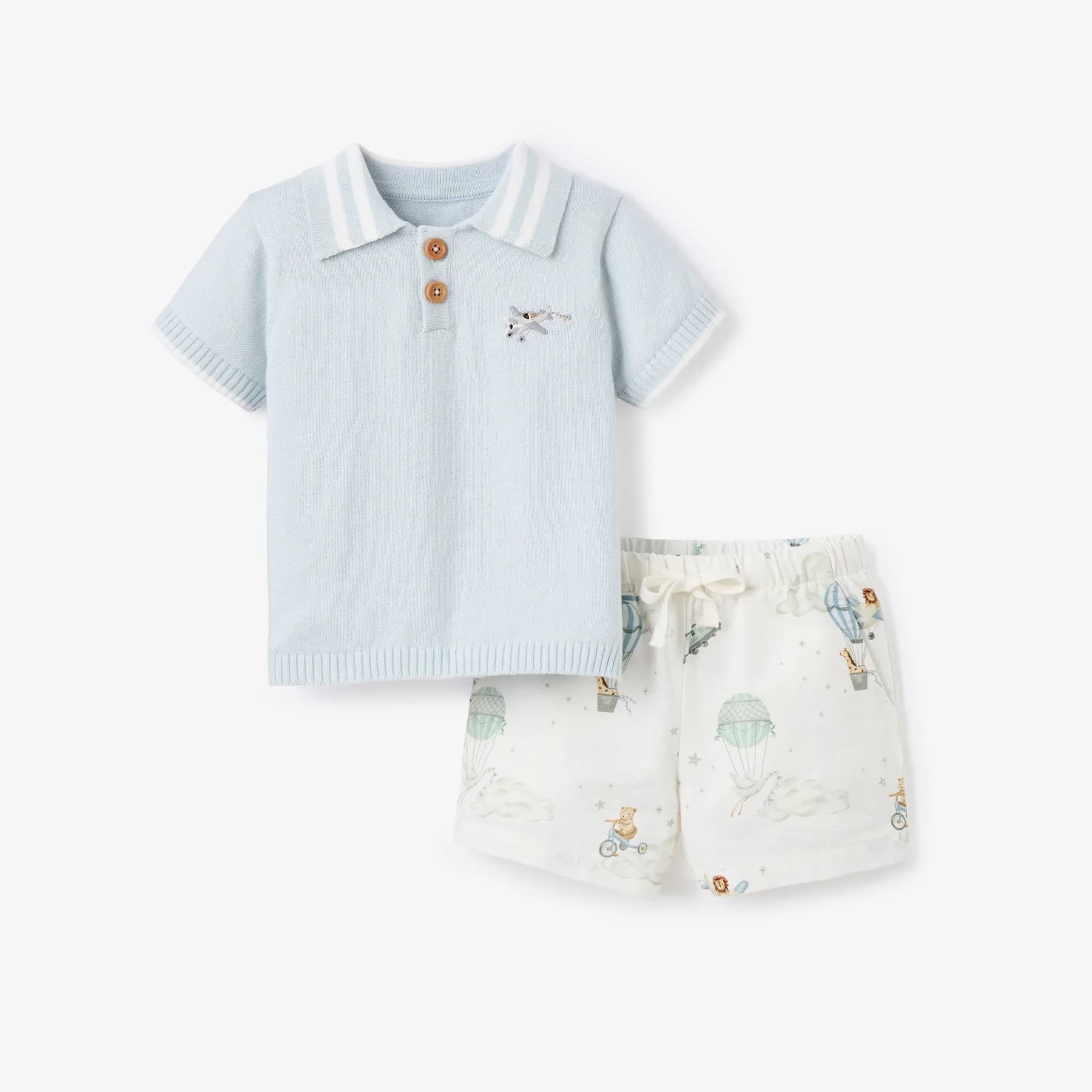 Up & Away Knit Polo Shirt + Printed Oxford Shorts