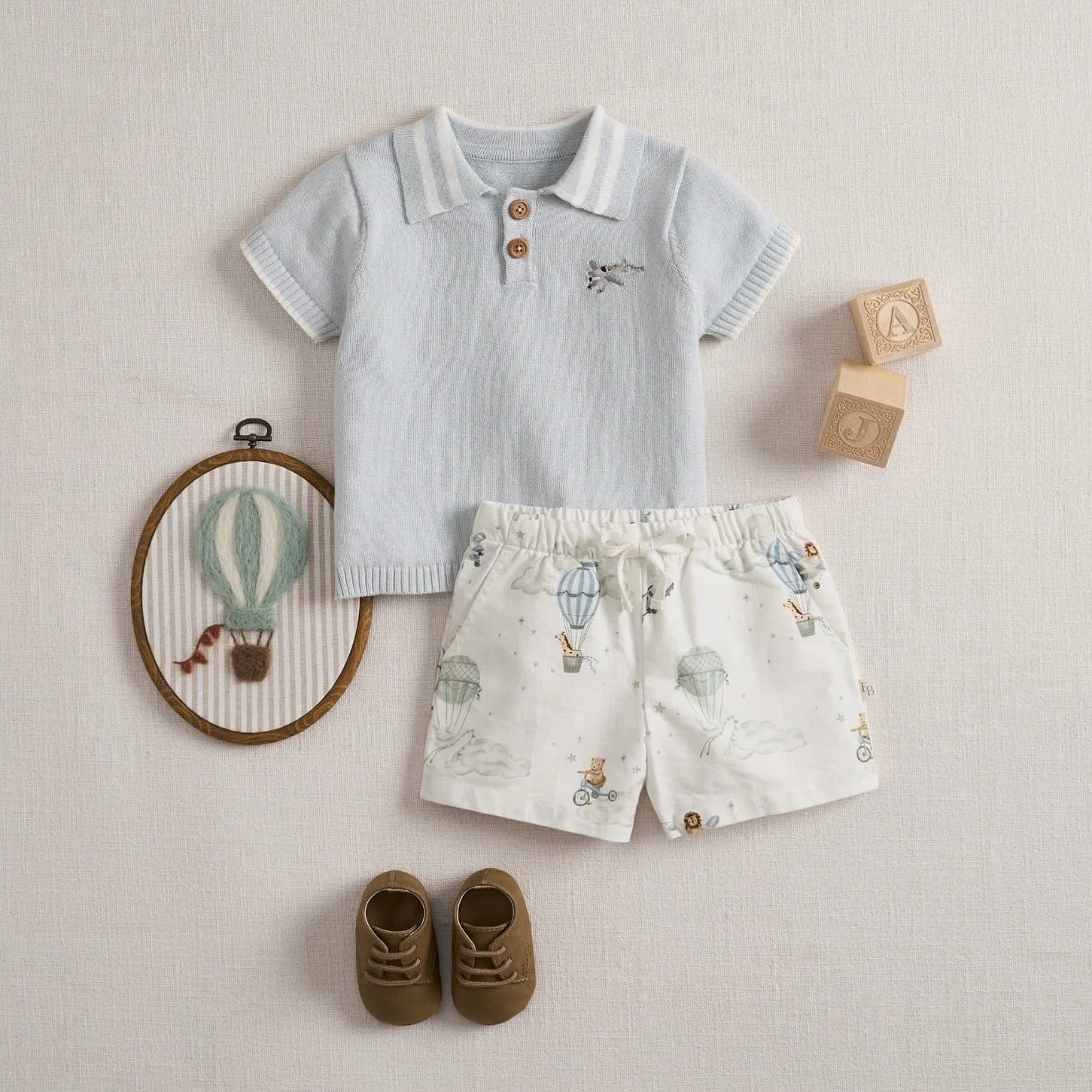 Up & Away Knit Polo Shirt + Printed Oxford Shorts
