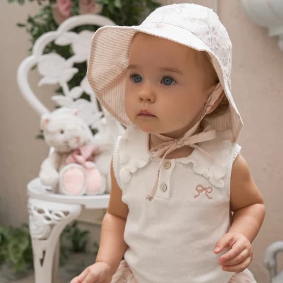 Fleur/Seersucker Reversible Sunhat